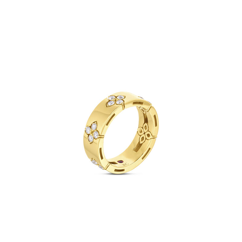 Roberto Coin 18K Yellow Gold Love In Verona Medium Width Diamond Accent Ring Size 6.5 image number 1