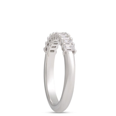 Platinum Band With Emerald Cut Diamonds