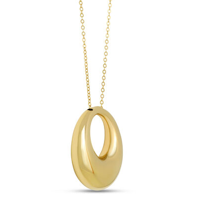 Toscano Italian-Crafted Circle Pendant Necklace, 14K Yellow Gold