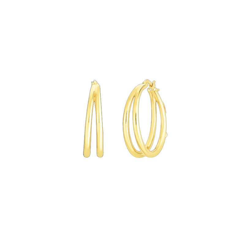 Roberto Coin Graduated Thin Double Hoop Earrings in 18K Yellow Designer Gold image number 1