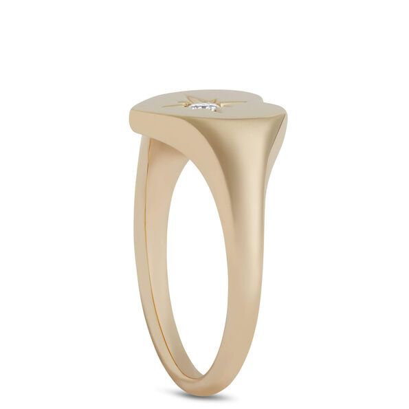 Ikuma Heart-Shaped Diamond Signet Pinky Ring Size 4.5, 14K Yellow Gold
