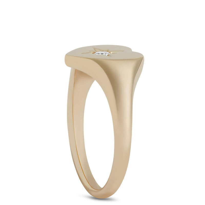 Ikuma Heart-Shaped Diamond Signet Pinky Ring Size 4.5, 14K Yellow Gold image number 1
