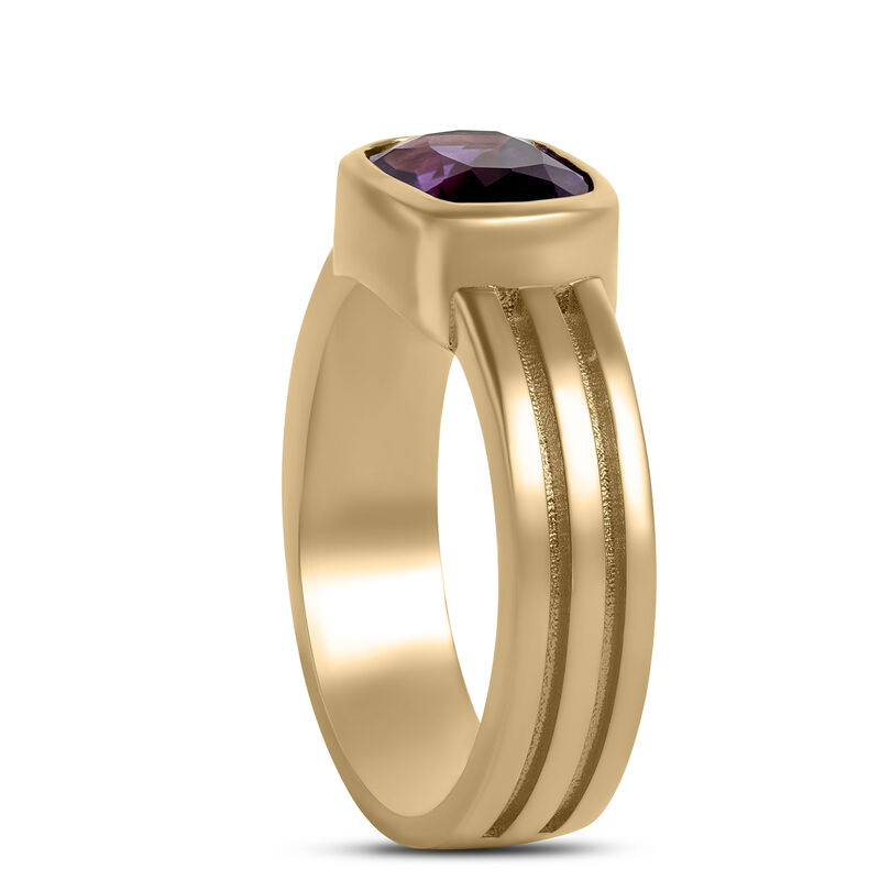 Triple Shank Cushion Cut Amethyst Ring, 14K Yellow Gold image number 1