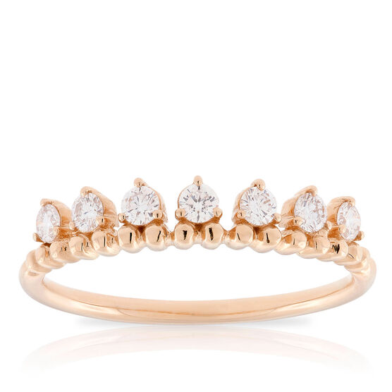 Rose Gold Beaded Stackable Diamond Band 14K