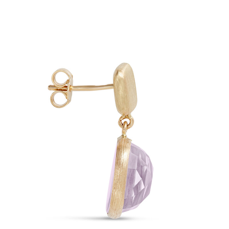 Toscano Cushion Amethyst Satin Drop Earrings, 14K Yellow Gold image number 1