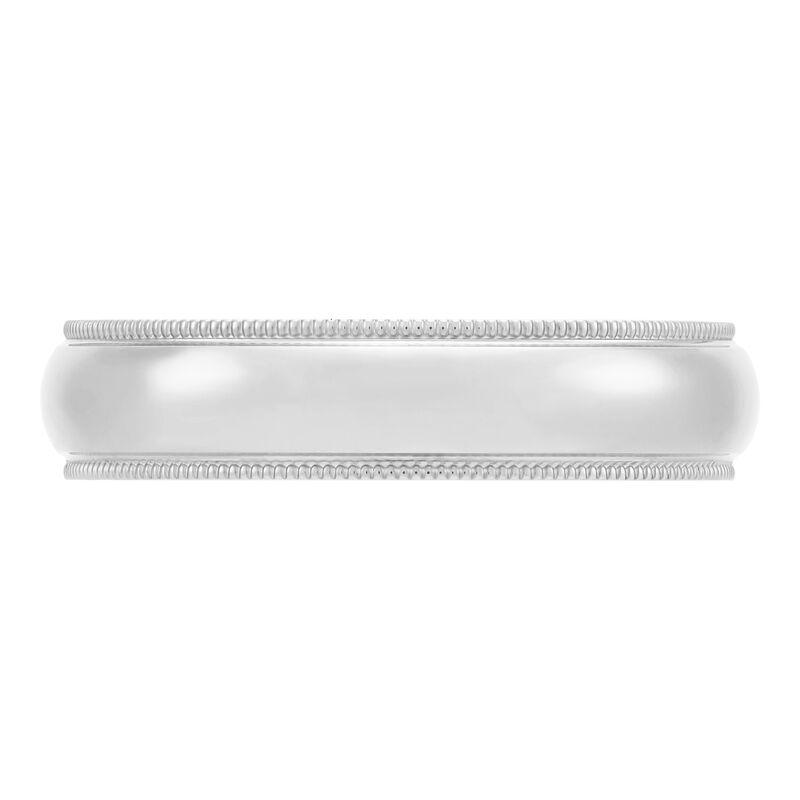 White Gold Polished Milgrain Edge Comfort Fit 5mm Band 18K image number 2