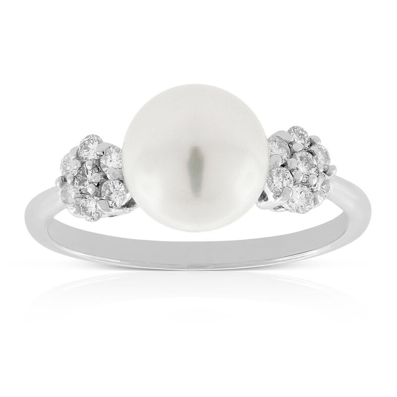 Cultured Freshwater Button Pearl Ring 14K image number 0