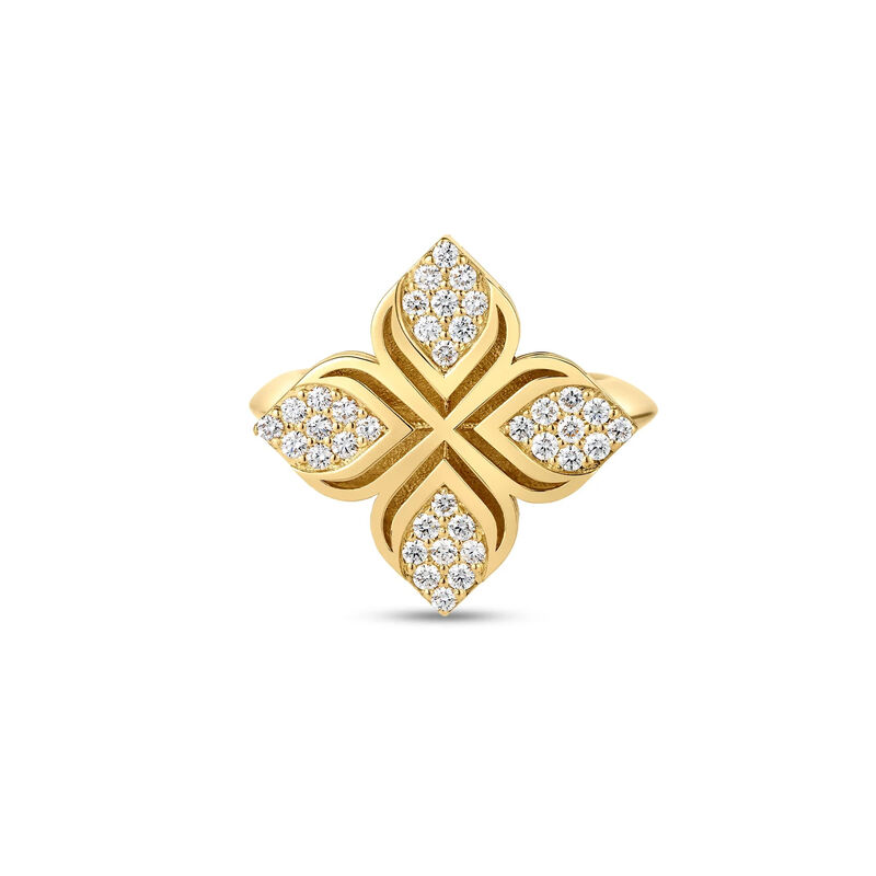 Roberto Coin 18K Yellow Gold Arabesque Pav&eacute; Diamond Flower Ring Size 6.5 image number 0