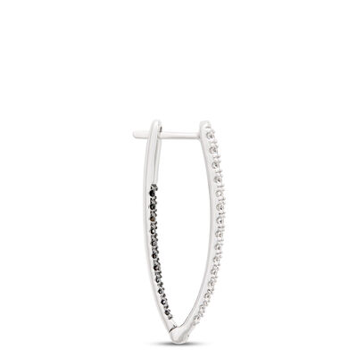 Inside-Outside Black and White Diamond Hoops, 14K White Gold