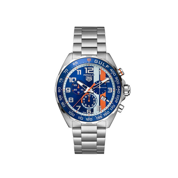 TAG Heuer Formula 1 X Gulf Watch Steel Case Blue Multi-Colored Dial, 43mm