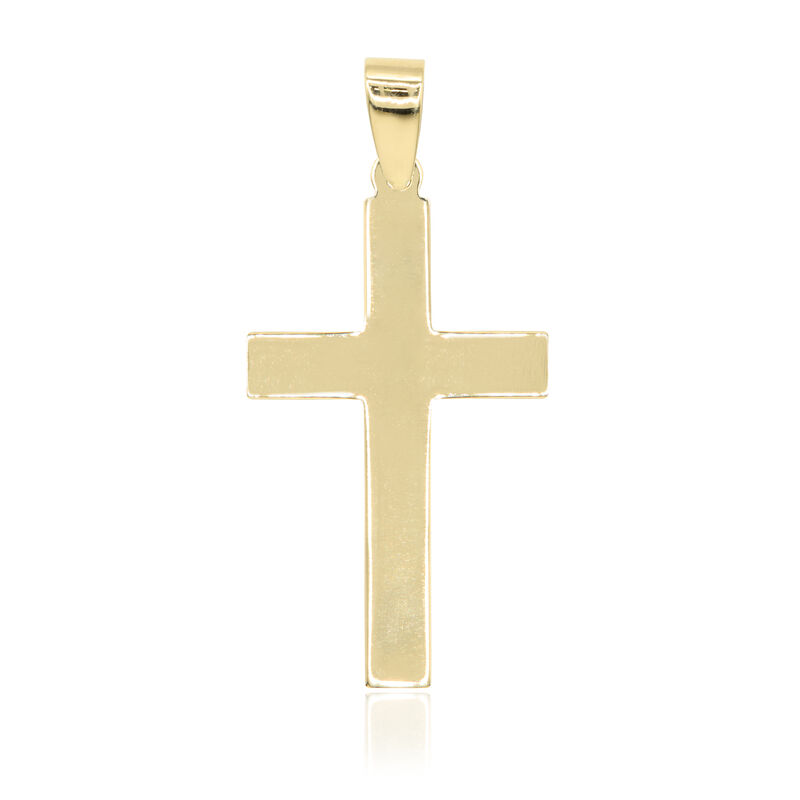 Toscano Beveled Edge Cross Pendant, 14K Yellow Gold image number 1