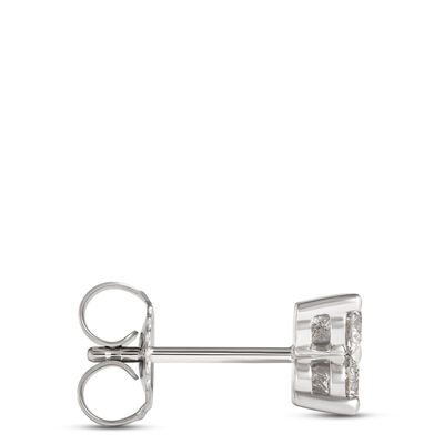 Classic Flower-Shaped Diamond Studs, 1 Carat Total Weight, 14K White Gold