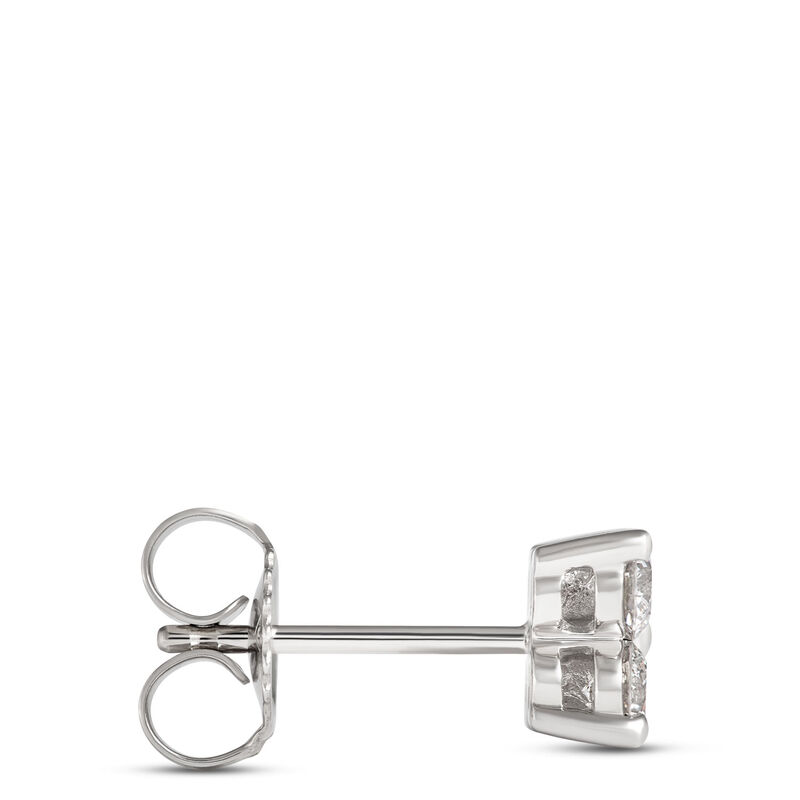 Classic Flower-Shaped Diamond Studs, 1 Carat Total Weight, 14K White Gold image number 1