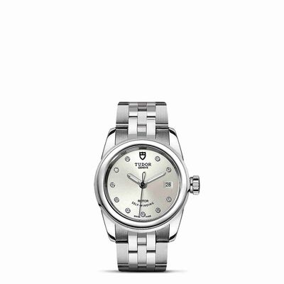 TUDOR Glamour Date Watch Silver Dial Steel Bracelet, 26mm