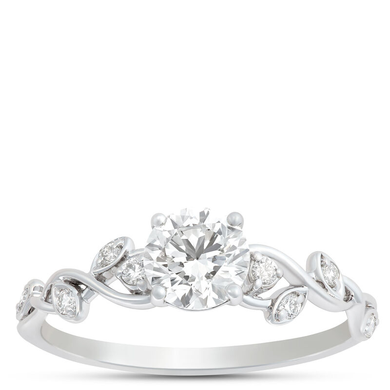 Round Diamond Engagement Ring, 14K White Gold image number 0