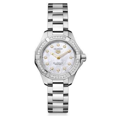 TAG Heuer Aquaracer Professional 100 Solargraph White Dial Watch, 28mm