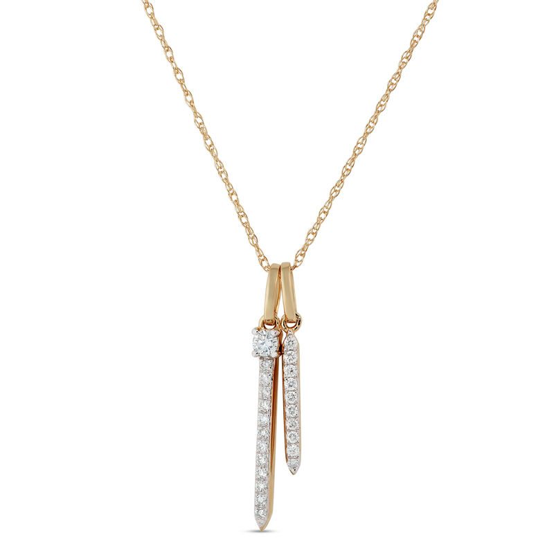 Double Stick Diamond Pendant Necklace, 14K Yellow Gold image number 0