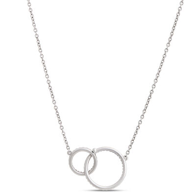 Double Loop Black and White Diamond Necklace, ⅓ Carat, 14K White Gold