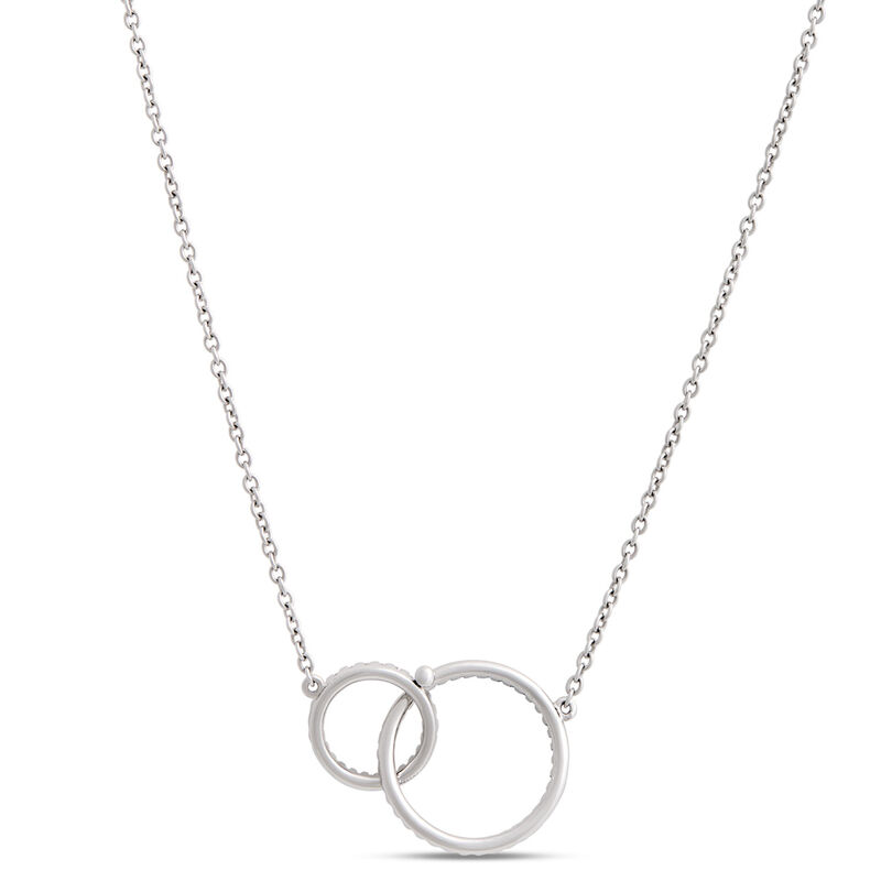 Double Loop Black and White Diamond Necklace, ⅓ Carat, 14K White Gold image number 1
