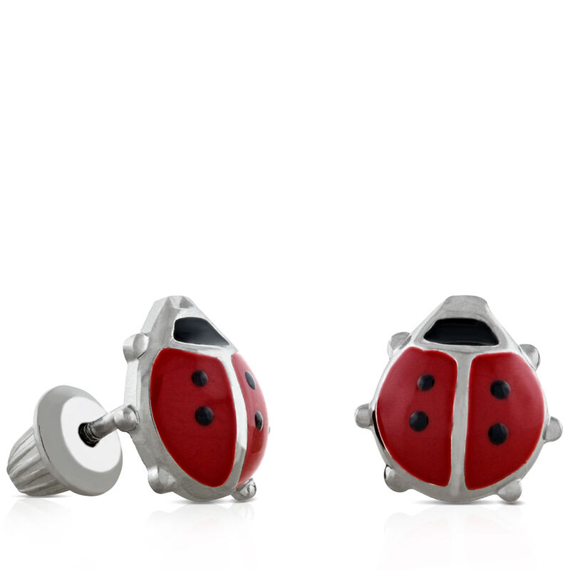 Baby Ladybug Earrings in Silver image number 0
