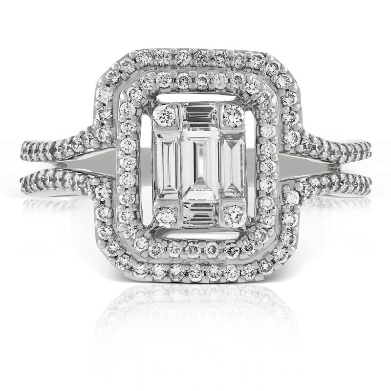 Double Halo Diamond Ring 14K image number 2