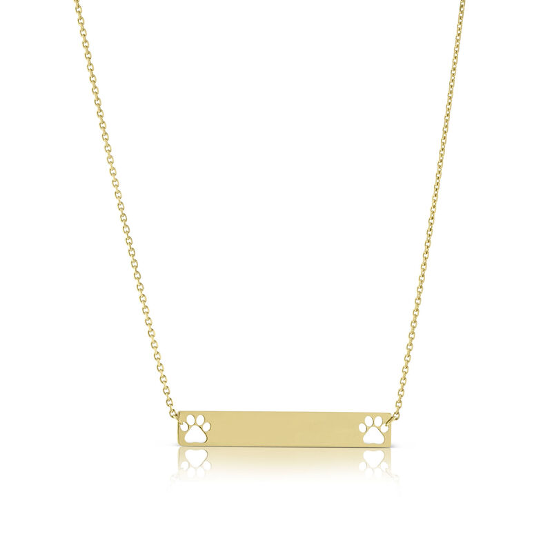 Paw Print Cut Out Mini Bar Necklace 14K image number 0