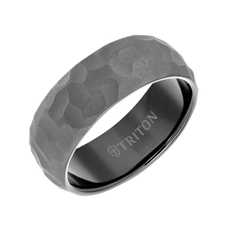 TRITON RAW Contemporary Comfort Fit Hammered Band in Black Tungsten, 8 mm image number 0