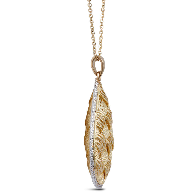 Toscano Two-Tone Woven Domed Pear Necklace 14K image number 1