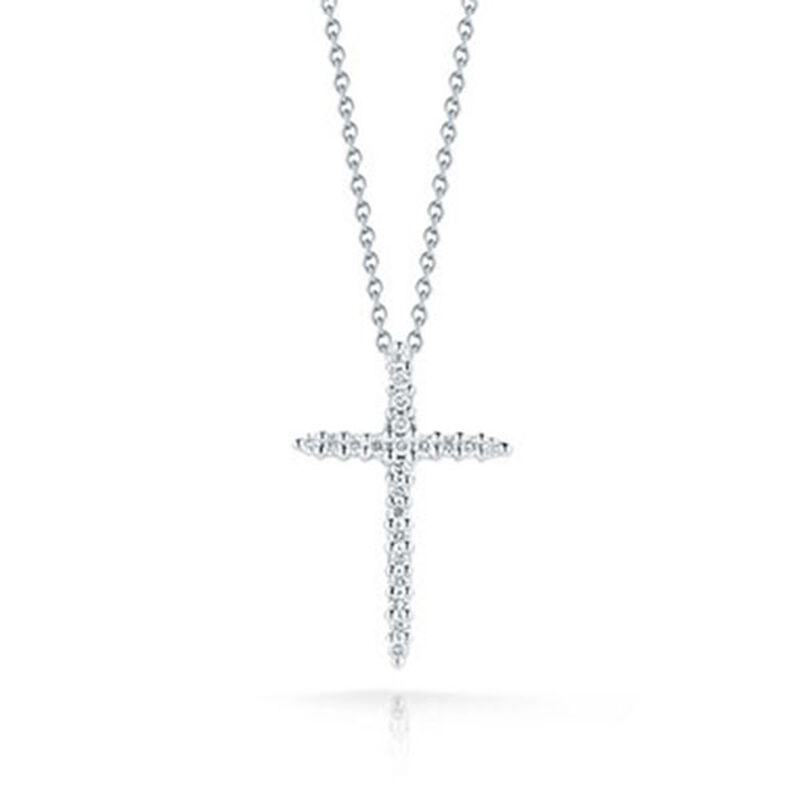 Roberto Coin Tiny Treasures Diamond Cross Necklace 18K image number 2