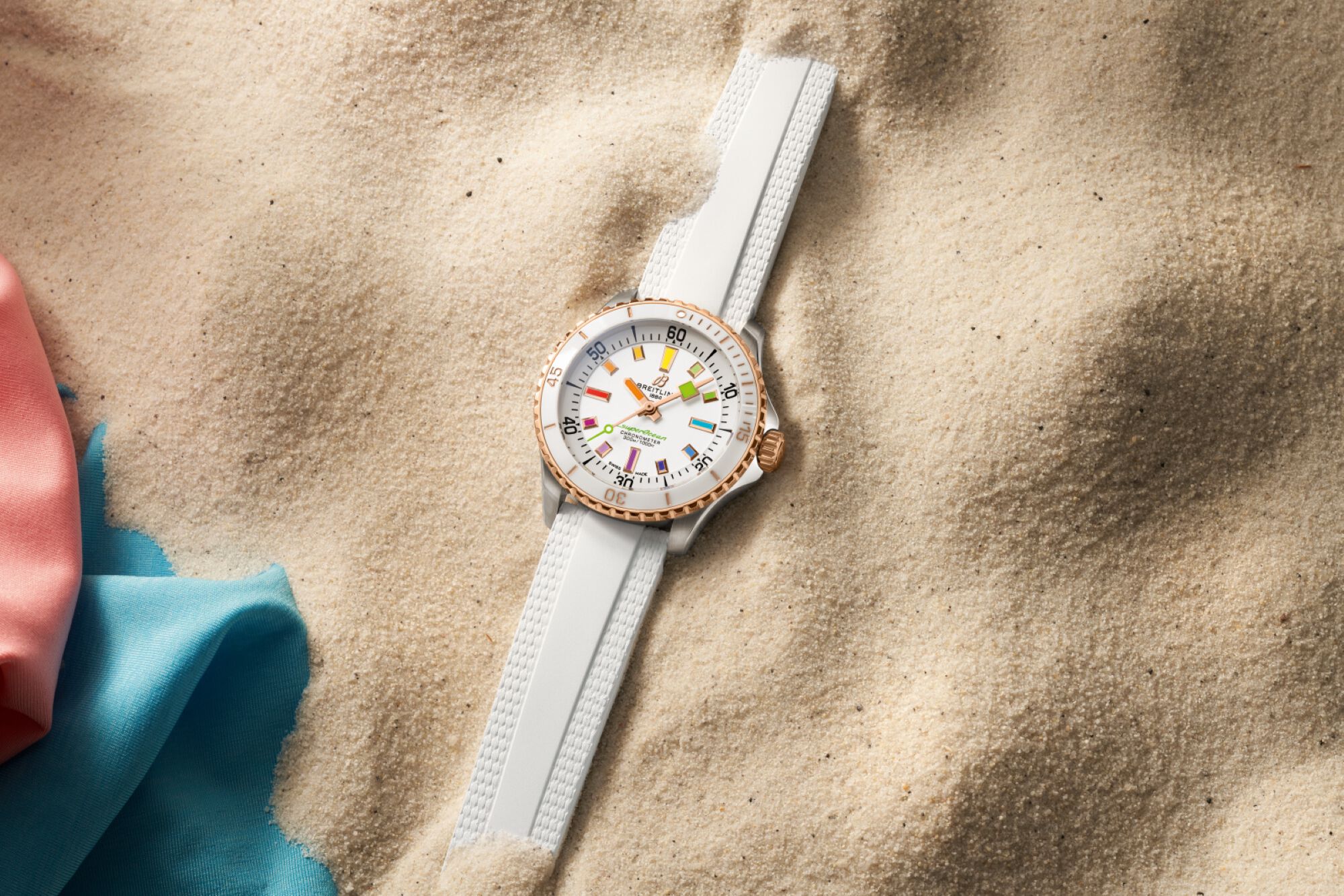 Breitling SuperOcrean White Dial Automatic Stainless Steel And Red