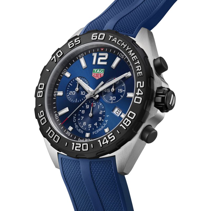 TAG Heuer Formula 1 Chronograph Blue Dial Blue Rubber Strap, 43mm image number 1