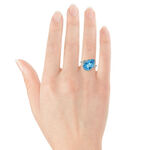 Pear Blue Topaz & Diamond Ring 14K