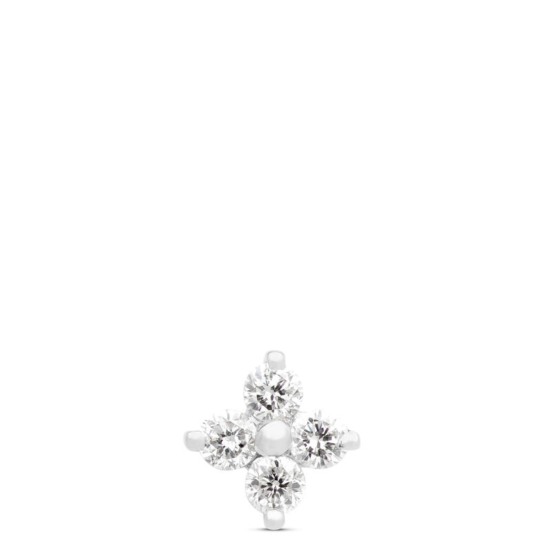 Four Diamond Flower Single Stud Earring, 14K White Gold image number 0