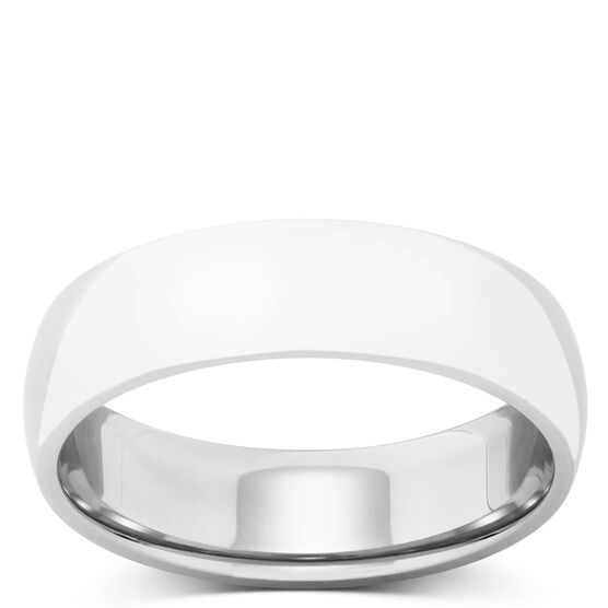 Polished Rounded Comfort Fit 6mm Band in Platinum