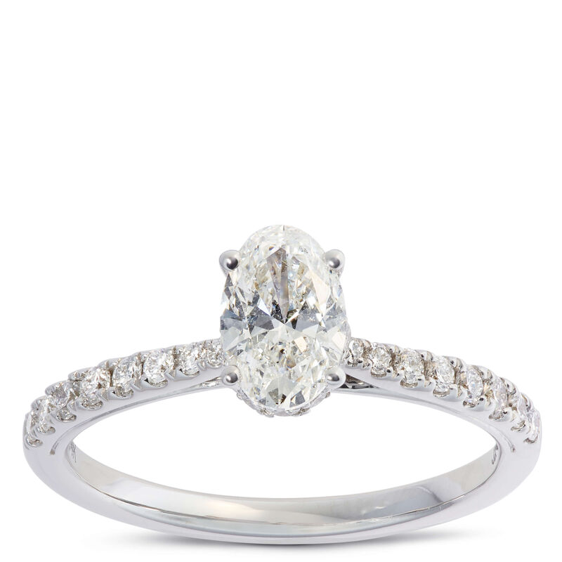 Oval Cut Diamond Engagement Ring, 14K White Gold image number 0