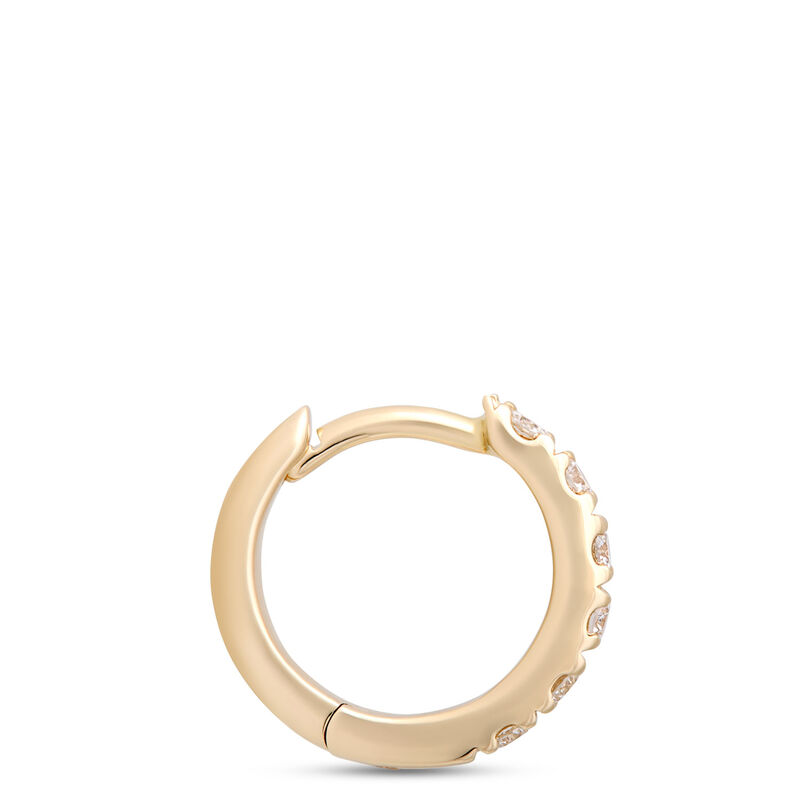 9MM Classic Round Diamond Single Hoop Earring, 14k Yellow Gold image number 1