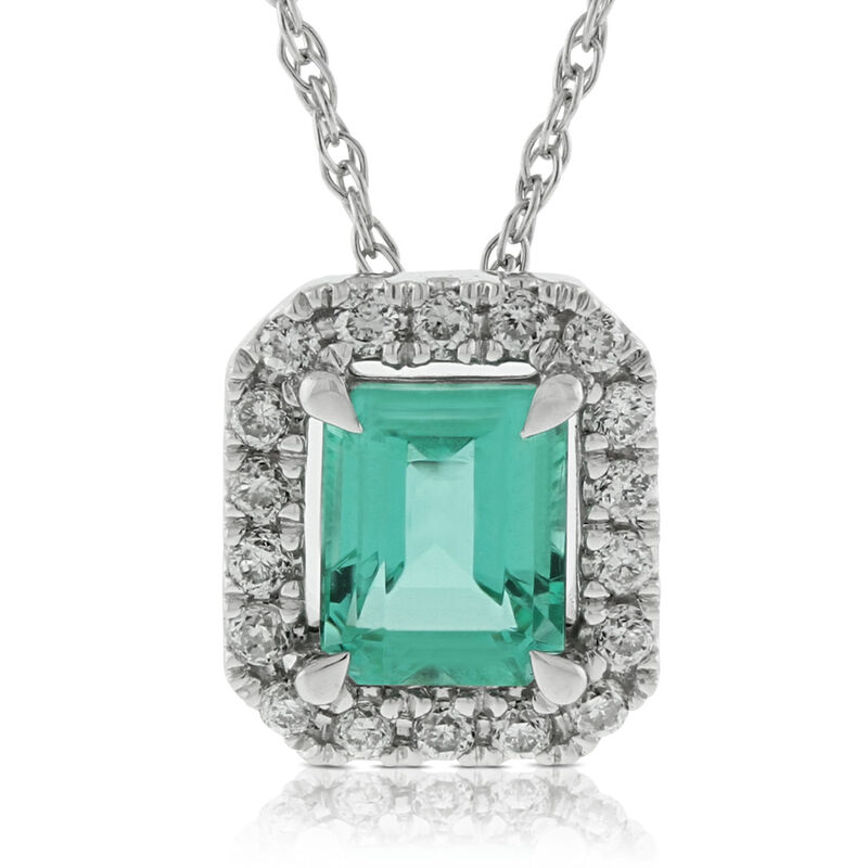 Emerald & Diamond Pendant 14K image number 0