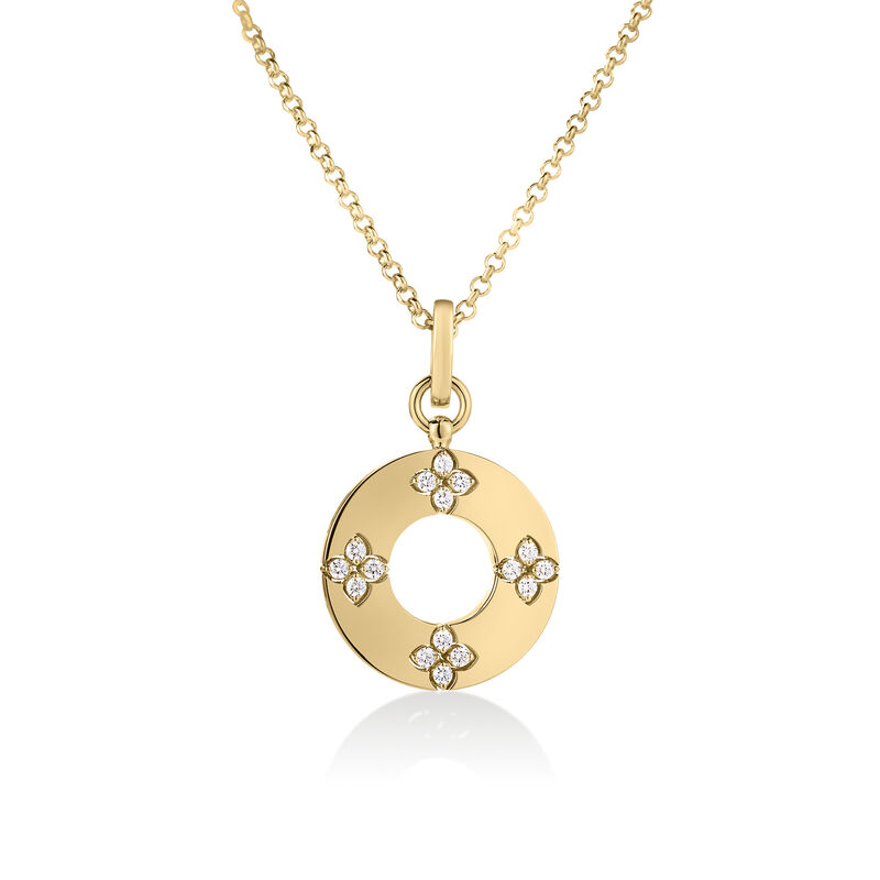 Roberto Coin 18K Yellow Gold Love In Verona Diamond Flower Circle Necklace image number 0