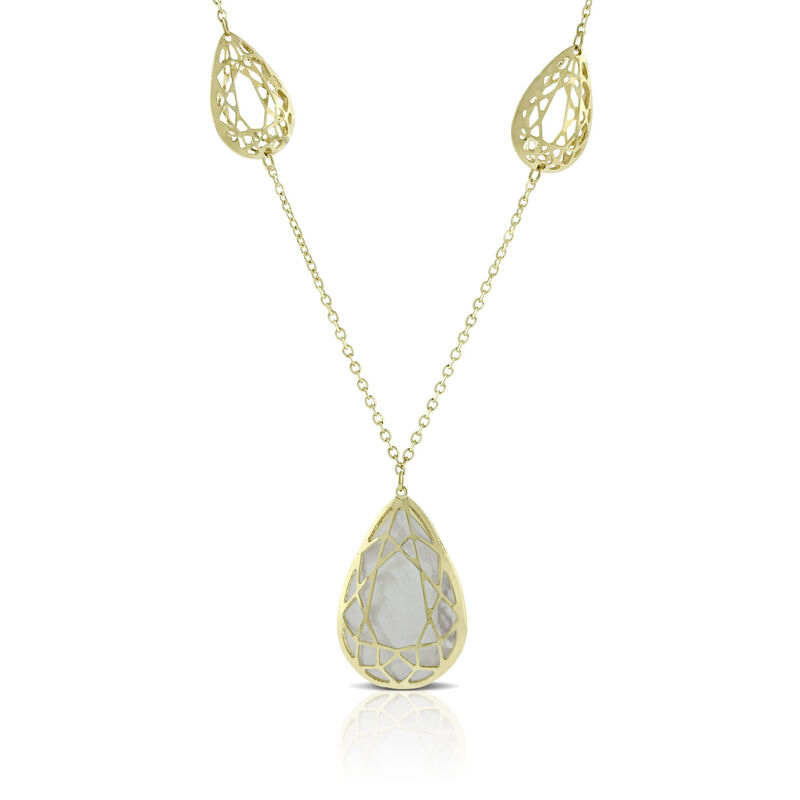 Toscano Pear Shaped Mother of Pearl Necklace 14K image number 1