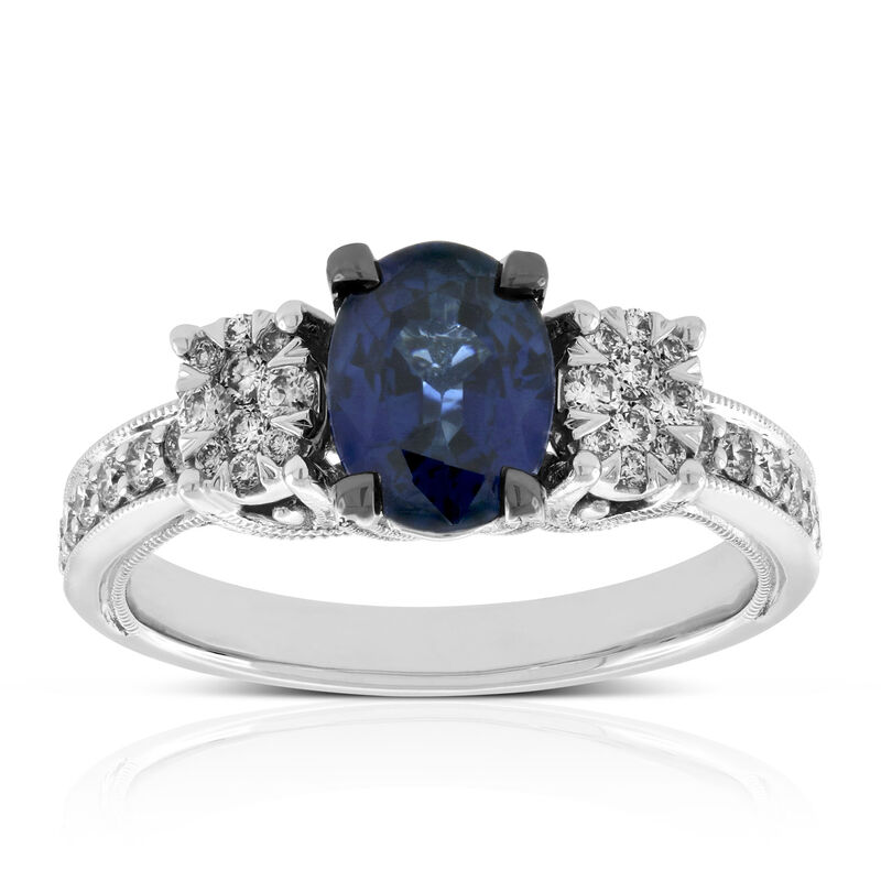 Oval Sapphire & Diamond Ring 14K image number 0