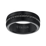 TRITON Stone Comfort Fit Black Sapphire Eternity Band in Black Tungsten, 8 mm