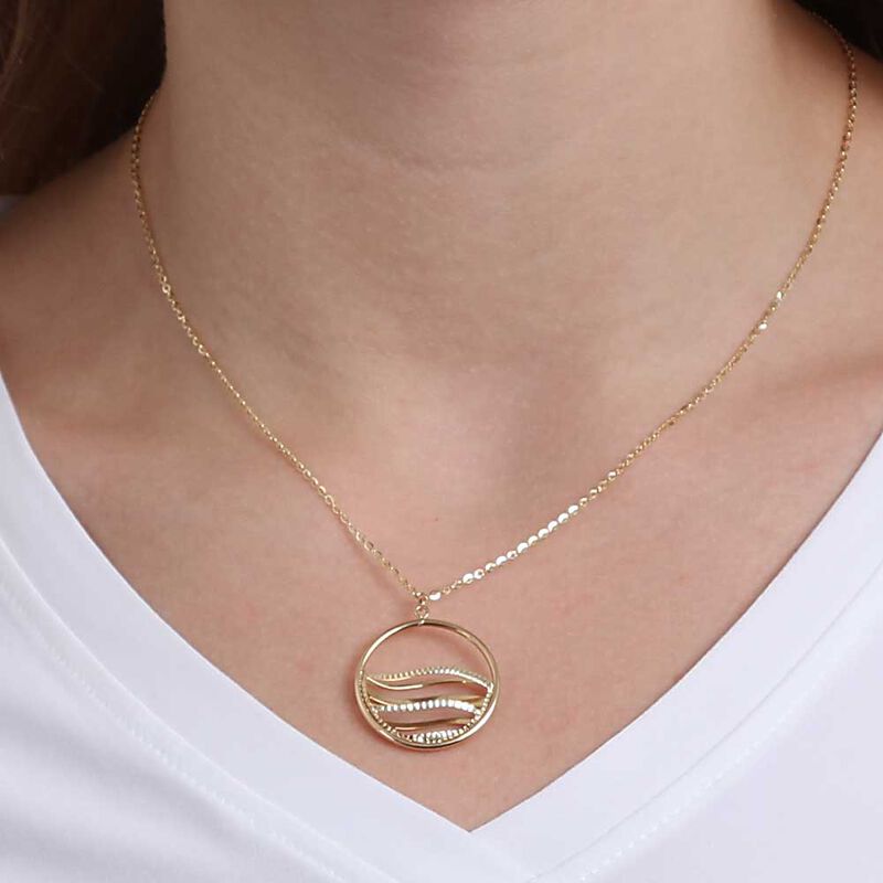 Toscano Open Circle Wave Necklace 14K image number 2