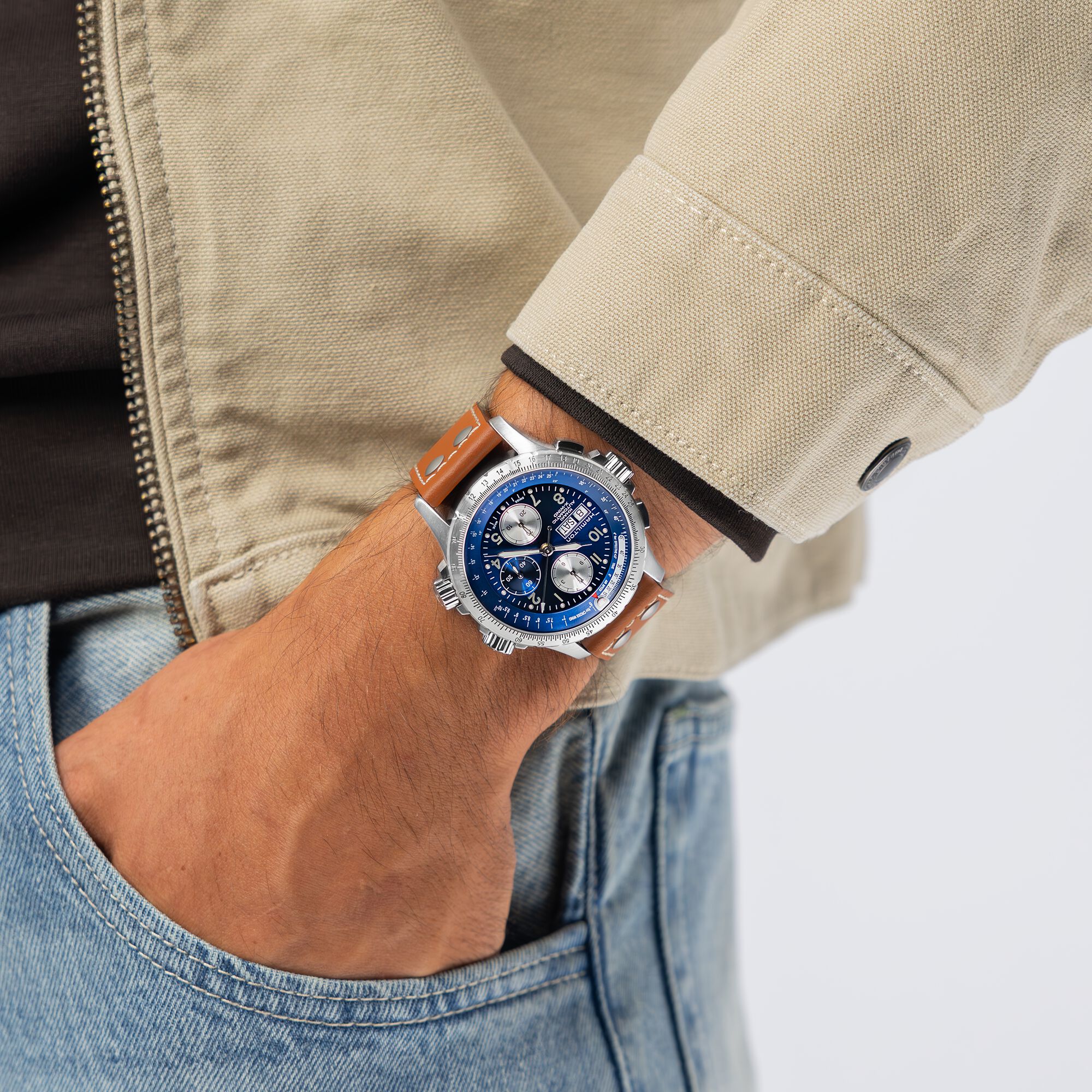 Hamilton Khaki Aviation X-Wind Auto chrono Blue Dial Watch, 44mm