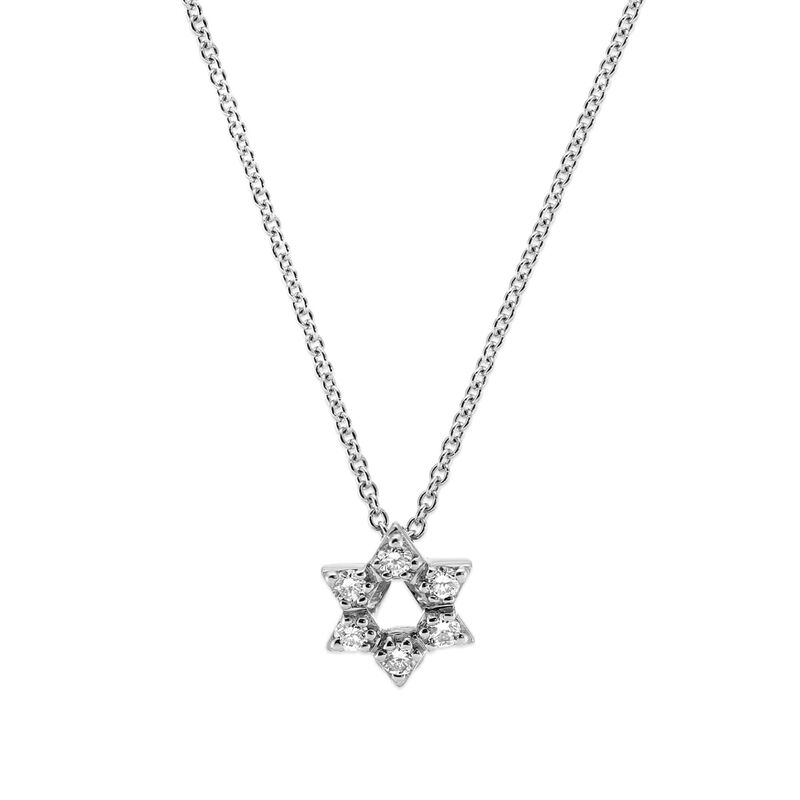 Roberto Coin Tiny Treasures Diamond Star Of David Necklace 18K White Gold image number 1