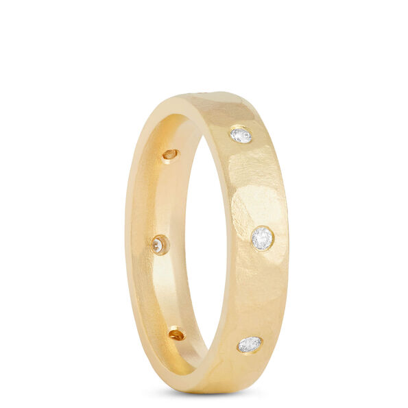 Hand-Forged Eight Diamond Band, 22K Yellow Gold