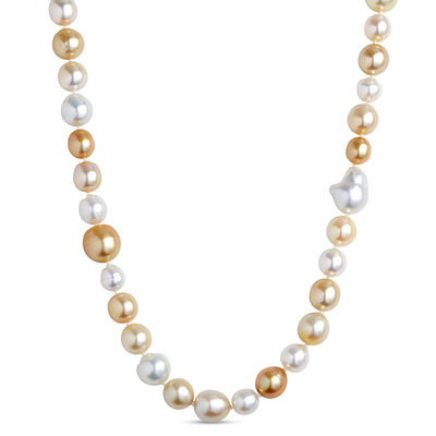35-Inch Baroque Pearl Strand, 14K White Gold