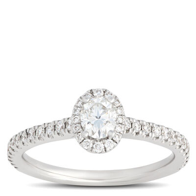 Timeless Oval Diamond Engagement Ring, &frac12; Carat Total Weight, 14K White Gold