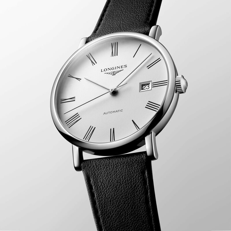 Longines Elegant Collection Watch White Dial Black Strap, 41mm image number 2