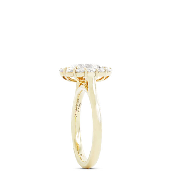 Halo Set Diamond Ring, 18K Yellow Gold
