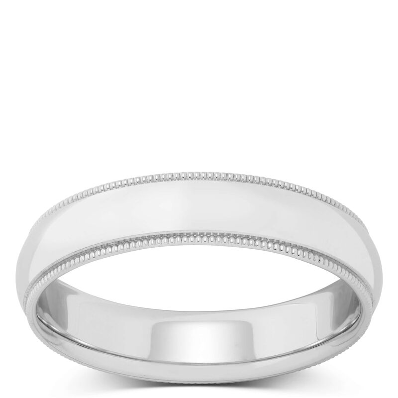 White Gold Polished Milgrain Edge Comfort Fit 5mm Band 14K image number 0